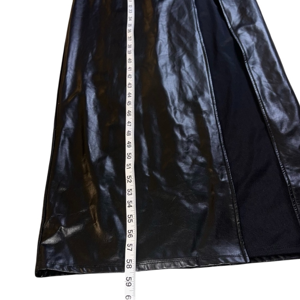 NWT Michael Costello X Revolve Black Faux Leather Maxi Dress Gold Chain Straps S - Picture 14 of 14